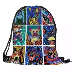 Funny Dog Collage Drawstring Bag